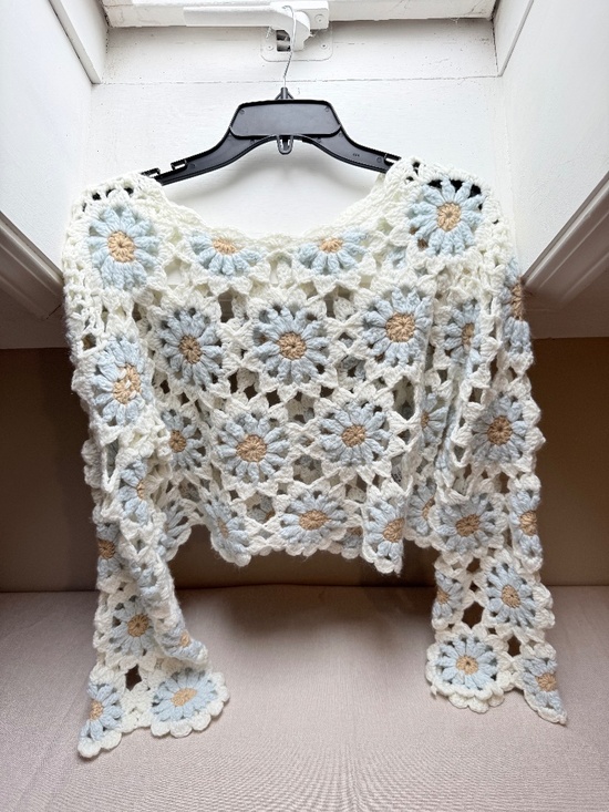 Altar'd State Sweaters - Altar’d State Crocheted Daisy Cropped Summer Sweater Boho Size S